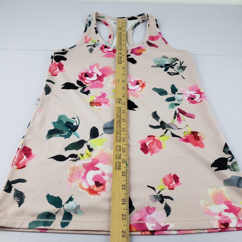 Athleta Tank Top Womens Small Shanti Pink Floral Printed Racerback Shirt Stretch - Picture 7 of 8